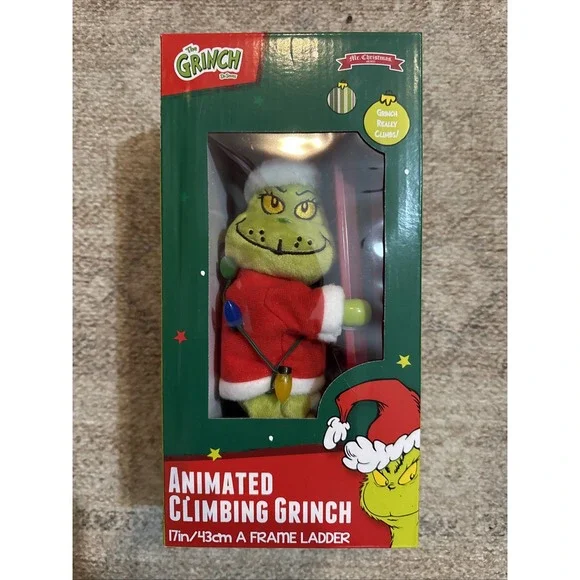 Animated Grinch 17" Ladder Climbing Tabletop Christmas Tree Decoration LED - Picture 2 of 7
